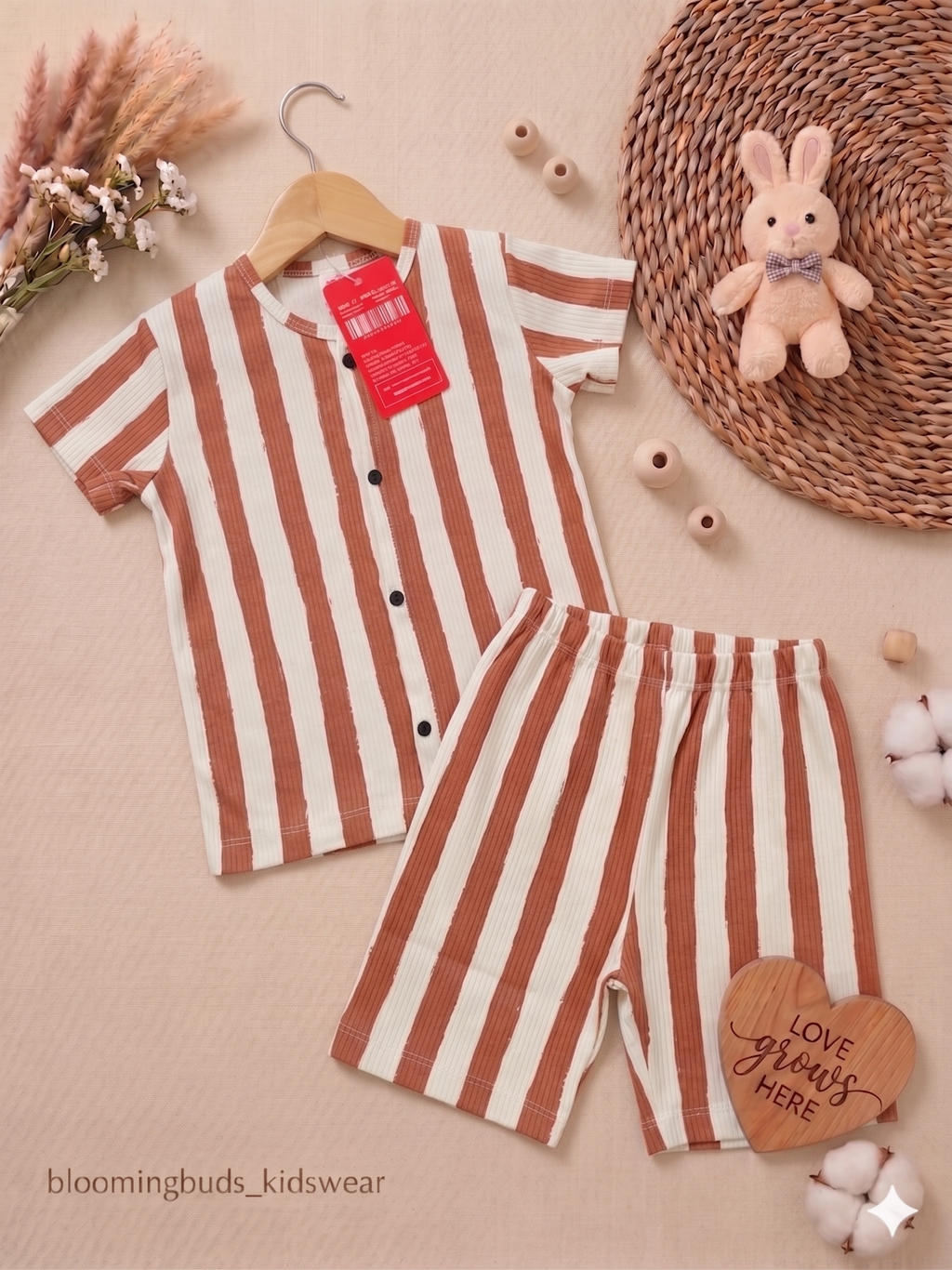 Cinnamon Stripes Unisex Co-ord Shorts Set