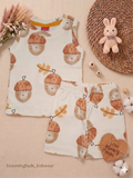 Creamy Acorn Print Unisex Sleeveless Co-ord Shorts Set