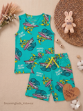 Kids Sleeveless Co-ord Shorts Set – Surf Crew Print