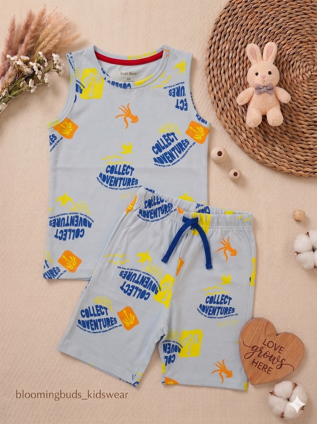 Kids Sleeveless Co-ord Shorts Set – Collect Adventures Print