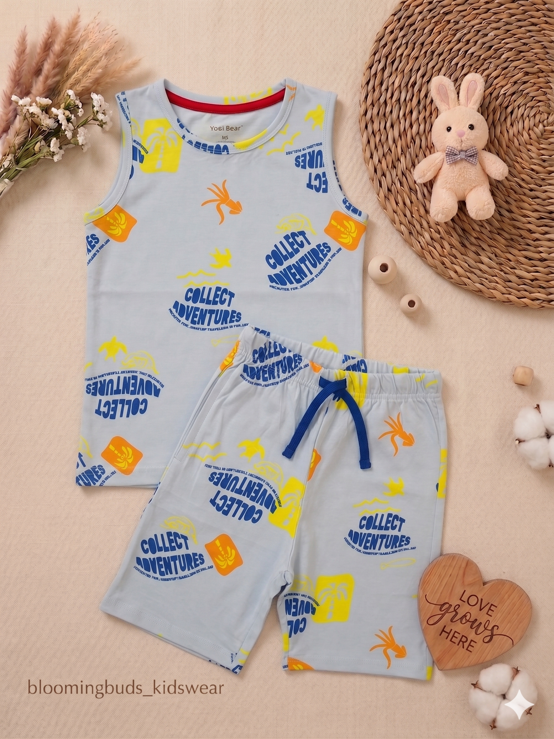 Kids Sleeveless Co-ord Shorts Set – Collect Adventures Print