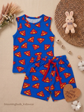 Superman Print Unisex Sleeveless Co-ord Set with Adjustable Rope