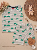 Green Dino Print Unisex Sleeveless Co-ord Shorts Set