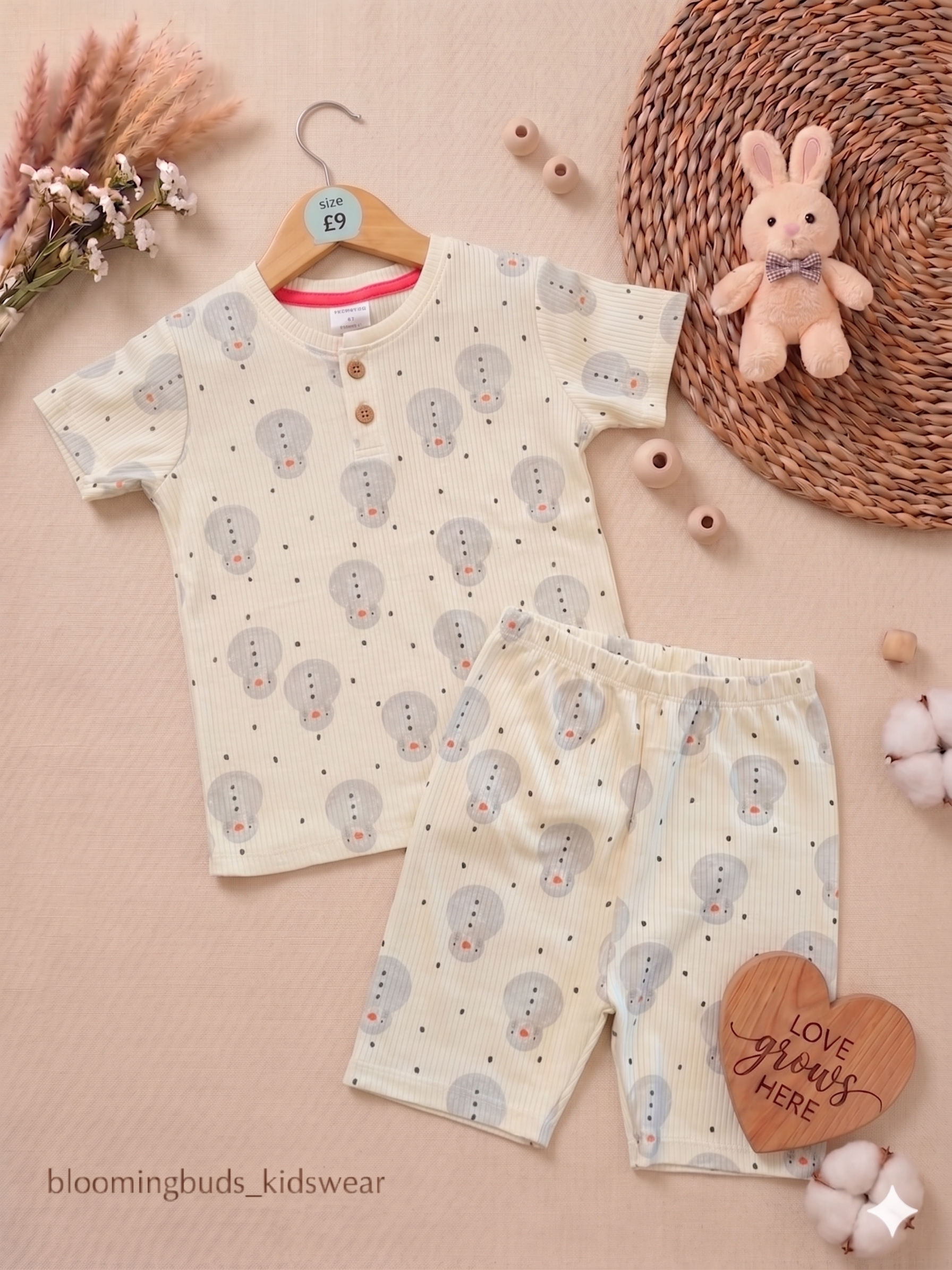 Grey Chick Print Unisex Co-ord Shorts Set