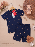 Navy Blue Star Print Unisex Co-ord Shorts Set