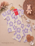 Purple Smiley Flower Unisex Co-ord Shorts Set