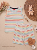 Rainbow Stripes Unisex Sleeveless Co-ord Shorts Set
