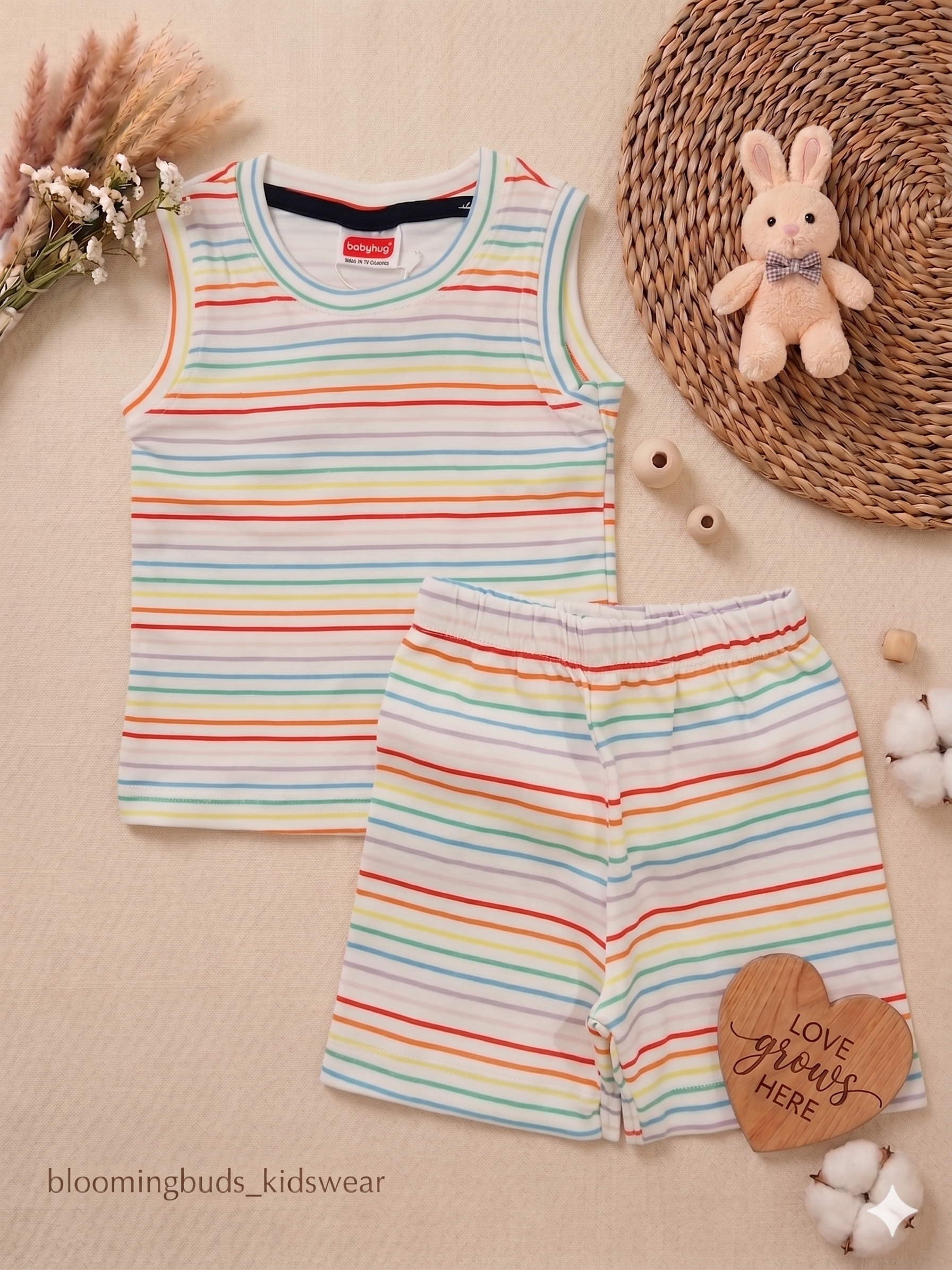 Rainbow Stripes Unisex Sleeveless Co-ord Shorts Set