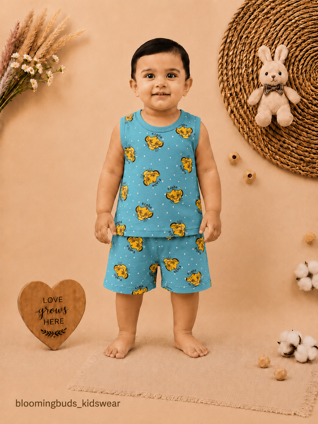 Simba Print Sleeveless Shorts Set
