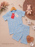 Sky Blue Bunny Sketch Unisex Co-ord Shorts Set