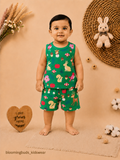 Unisex Forest Friends Print Sleeveless Shorts Set