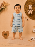 Unisex Geometric Animal Print Sleeveless Shorts Set