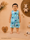 Unisex Jungle Animals Print Sleeveless Shorts Set