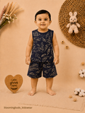 Unisex Leaf Print Sleeveless Shorts Set