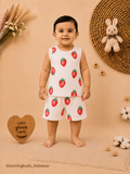 Unisex Strawberry Print Sleeveless Shorts Set