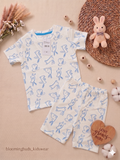 White Bunny Sketch Unisex Co-ord Shorts Set
