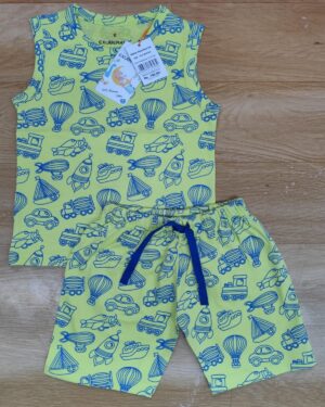 Adventure Wheels Inchworm Green Sleeveless Co-ord Set – Transportation Print