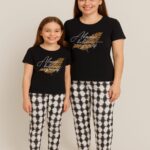 Believe in Yourself Monochrome Mom-Daughter Pyjama Set