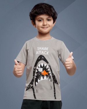 Boys Ash Gray T-Shirt & Bottle Green Capri Set – Cotton Bio-Wash Casual Wear