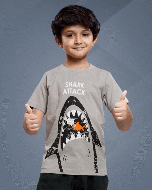 Boys Ash Gray T-Shirt & Bottle Green Capri Set – Cotton Bio-Wash Casual Wear