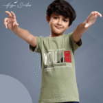 Boys Asparagus Green T-Shirt & Oxford Blue Capri Set – Cotton Bio-Wash Casual Wear