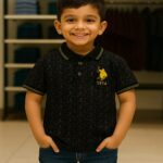 Boys Black Collar T-Shirt – Premium Airtex Pique Cotton Polo