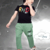 Boys Black T-Shirt & Jade Full Pant Set – Cotton Bio-Wash Casual Wear