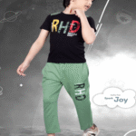 Boys Black T-Shirt & Jade Full Pant Set – Cotton Bio-Wash Casual Wear