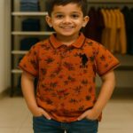 Boys Burnt Orange Collar T-Shirt – Premium Airtex Pique Cotton Polo