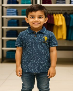 Boys Capri Blue Collar T-Shirt – Premium Airtex Pique Cotton Polo