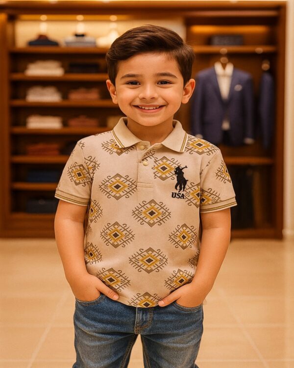 Boys Champagne Cream Collar T-Shirt – Premium Airtex Pique Cotton Polo