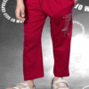 Boys Dark Bone White T-Shirt & Cherry Red Full Pant Set – Cotton Bio-Wash Casual Wear Pant