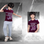 Boys Dark Mulberry T-Shirt & Cloud Ash Full Pant Set – Cotton Bio-Wash Casual Wear