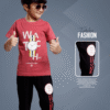 Boys Pale Claret T-Shirt & Black Capri Set – Cotton Bio-Wash Casual Wear