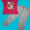 Butterfly Blossom Garden Girls’ Pyjama Set – Cerise Pink T-Shirt & Cloud White Printed Pyjama Set