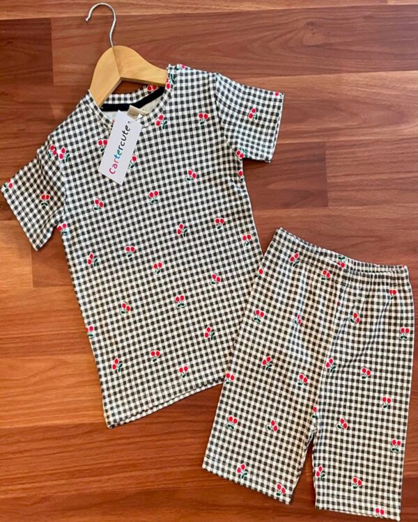 Cherry Checks Kids Playwear Co-ord Shorts Set