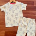 Cuddle Bear Print White Kids Casual Outfit Co-ord Shorts Set