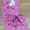 Cute Piggy Blossom Sleeveless Set – Pink Floral & Cartoon Pig Print Co-ord