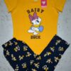 Daisy Duck Cheerful Charm Girls’ Pyjama Set – Amber Yellow T-Shirt & Navy Blue Printed Pyjama Set