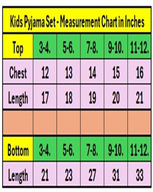 Exuberant Full Pant Size Chart