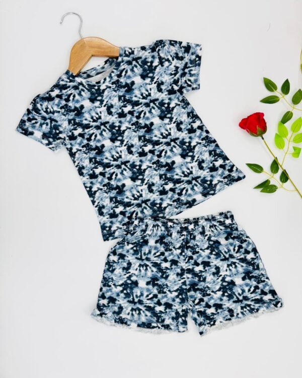 Girls Black & Blue Rush T-Shirt & Frill Shorts – Trendy Co-ord Set