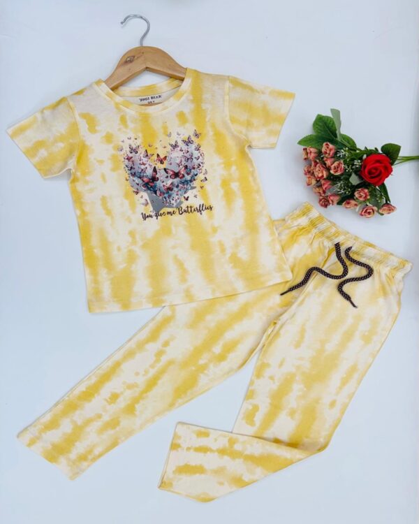 Girls Butterfly Bliss Yellow Tie-Dye Pyjama Set