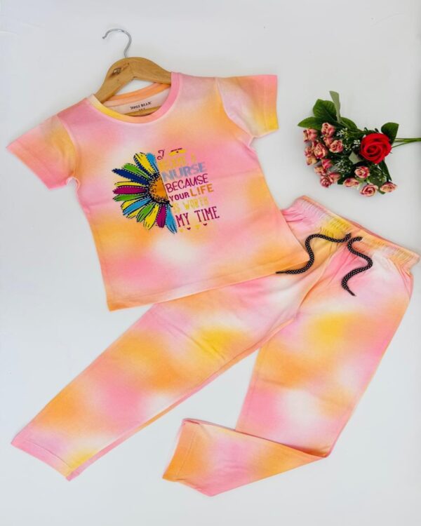 Girls Orange & Pink Tie-Dye Pyjama Set