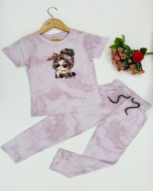 Girls Pretty Girl Pop Puce Pink Tie-Dye Pyjama Set