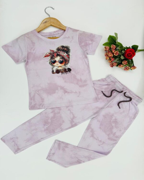 Girls Pretty Girl Pop Puce Pink Tie-Dye Pyjama Set