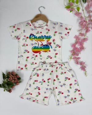 Girls Rainbow Cherry T-Shirt & Frill Shorts – Trendy Co-ord Set