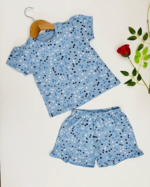 Girls Sky Petal T-Shirt & Frill Shorts – Trendy Co-ord Set