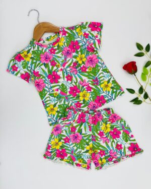 Girls Tropical Bloom T-Shirt & Frill Shorts – Trendy Co-ord Set