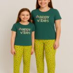 Happy Vibes Floral Mom-Daughter Pyjama Set