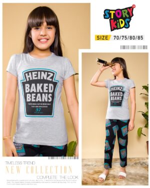 Heinz Baked Beans Grey & Navy Fun Girls’ Pyjama Set